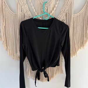 lululemon athletica Black Blouses Long Sleeve Tie Front Top